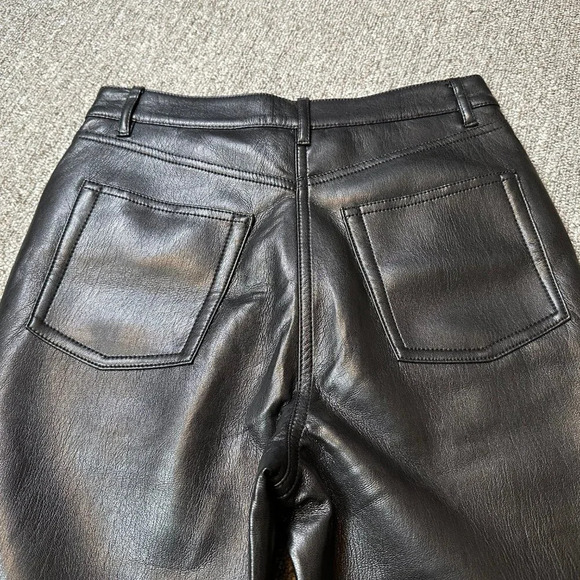 Aritzia Wilfred Faux Black Leather Straight Leg Pants in Womens Size 2 - Picture 7 of 7